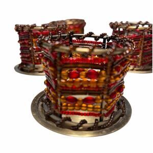 Partylite Moroccan Spice Beaded Tealight Rings Lot of Six